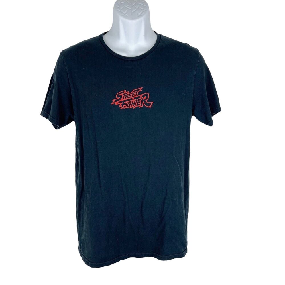 Street Fighter Shirt Men Medium Black S/S Japan Retro Anime Video Game Sega